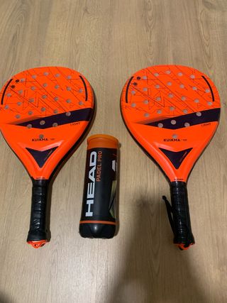Palas de pádel naranjas + bote de bola(2 pelotas)