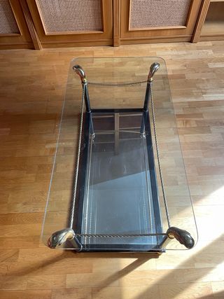 Mesa baja cristal y metal