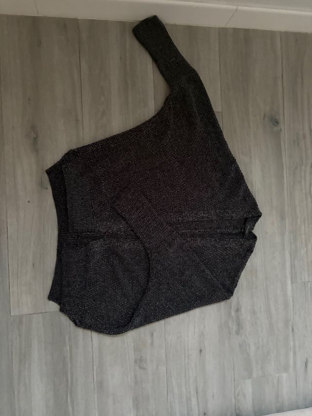 Rebeca lana gris y plata talla única