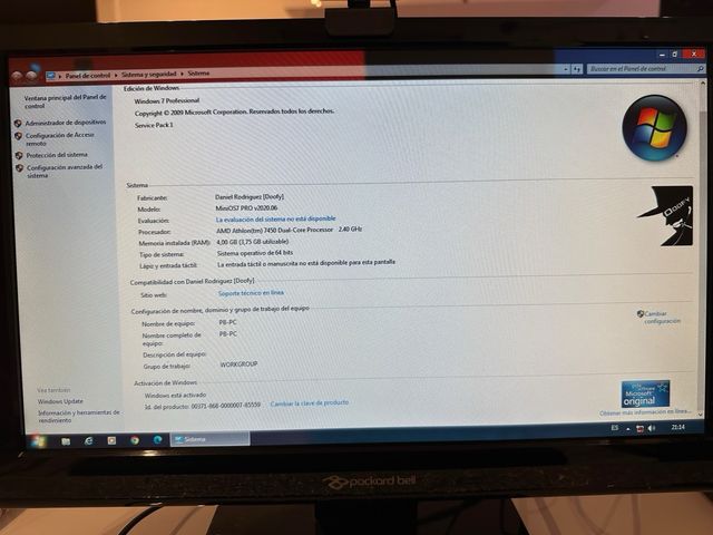 Ordenador Packard Bell Completo