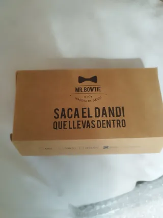 Pajarita Madera con cinta negra de Lunares nueva