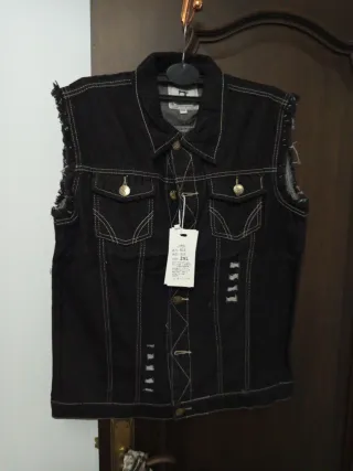Chaleco vaquero hombre negro XXL