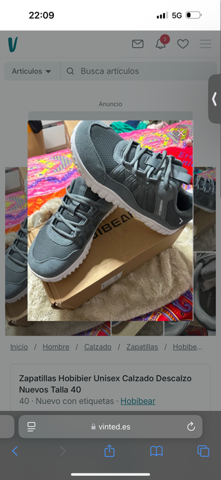 Zapatillas Hobibear Calzado Descalzo Gris Talla 40