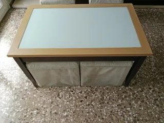 Mesa de centro con almacenaje y cristal