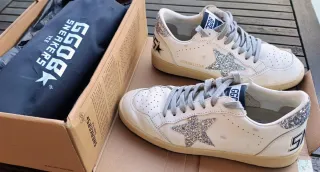 Zapatillas Golden Goose Mujer Blancas y Plateadas