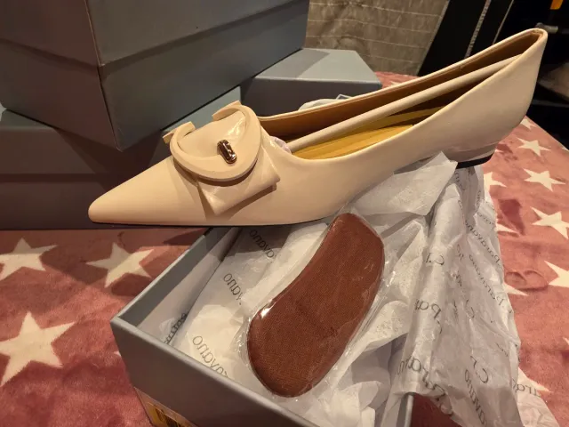 Zapatos planos piel cordero lujo beige