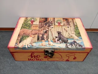 Caja madera decorada motivos navideños