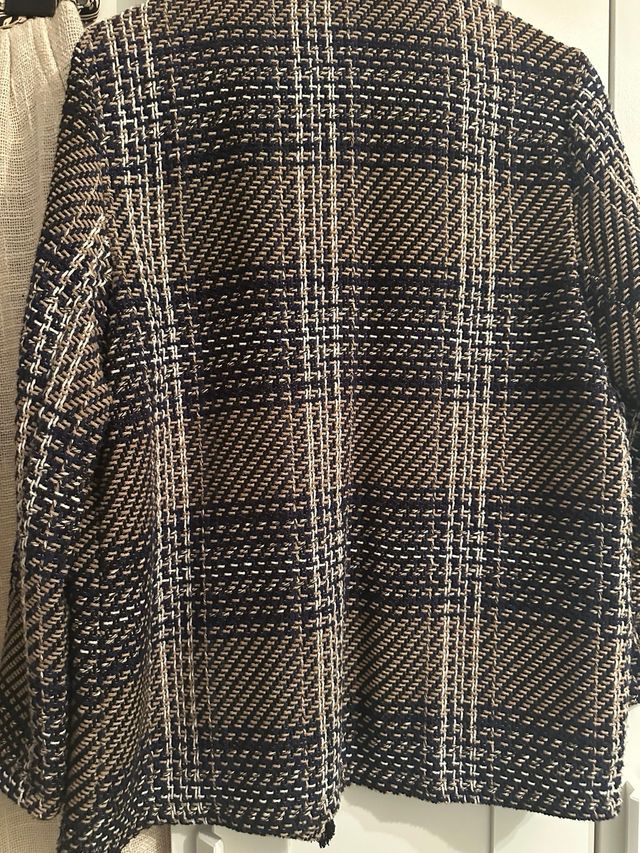 Chaqueta cuadros mujer beige/marrón