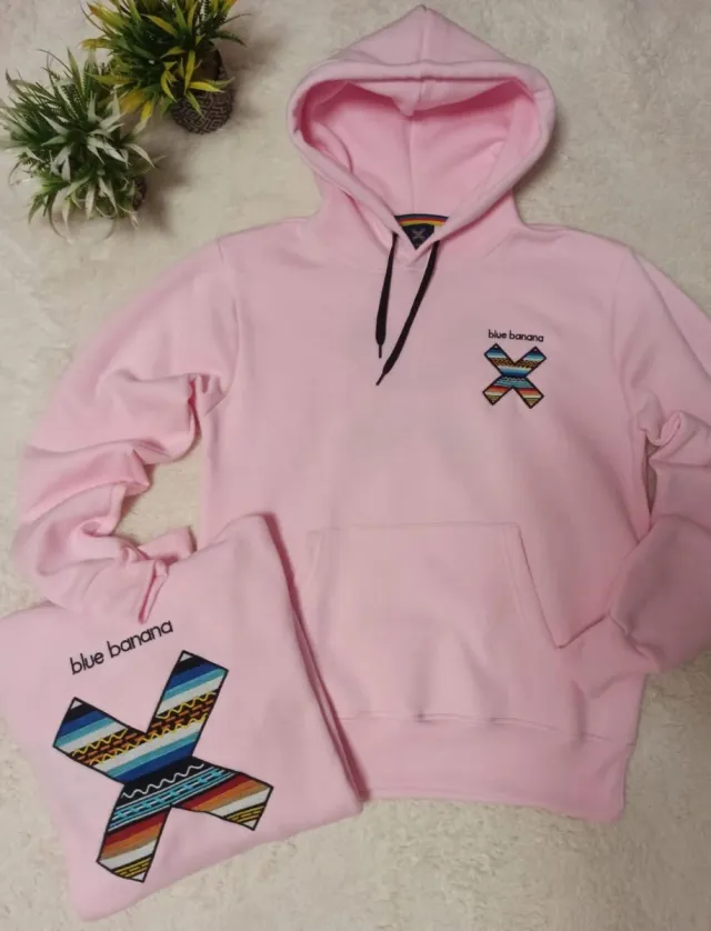 Sudadera Blue Banana Rosa con Logo X Varias tallas