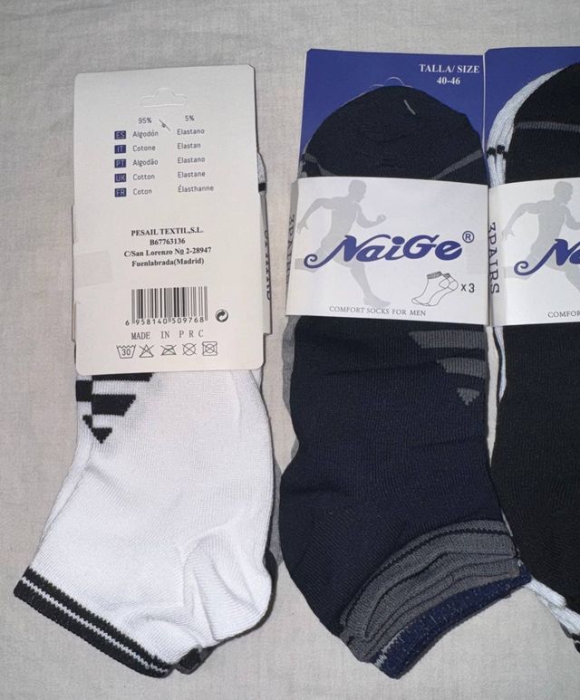 Calcetines de algodón transpirables talla 40-46