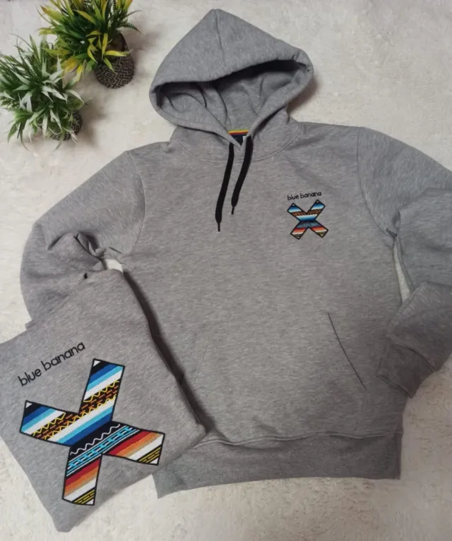 Sudadera Blue Banana Gris con Logo X