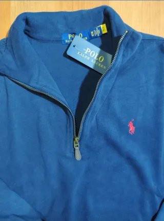 Sudadera Polo Ralph Lauren Azul Marino Media Crema