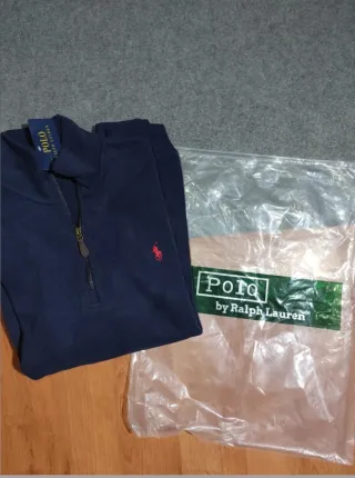 Sudadera Polo Ralph Lauren Azul Marino Media Crema
