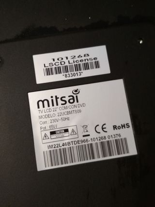 Televisor Mitsai 22 HD DVB-T DVD Negro