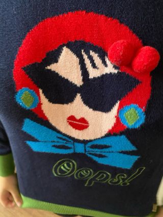 Jersey azul y verde cuello barco