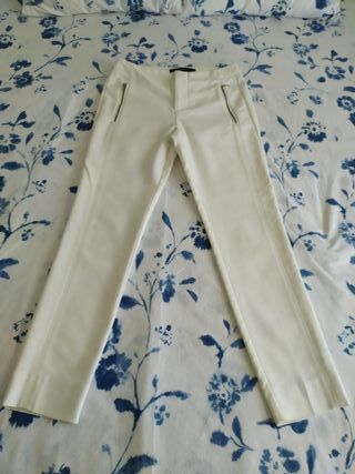 Pantalón Zara Mujer Blanco Talla XS