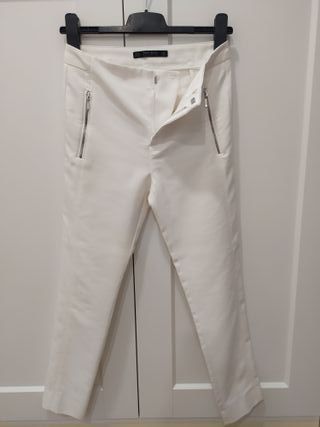Pantalón Zara Mujer Blanco Talla XS
