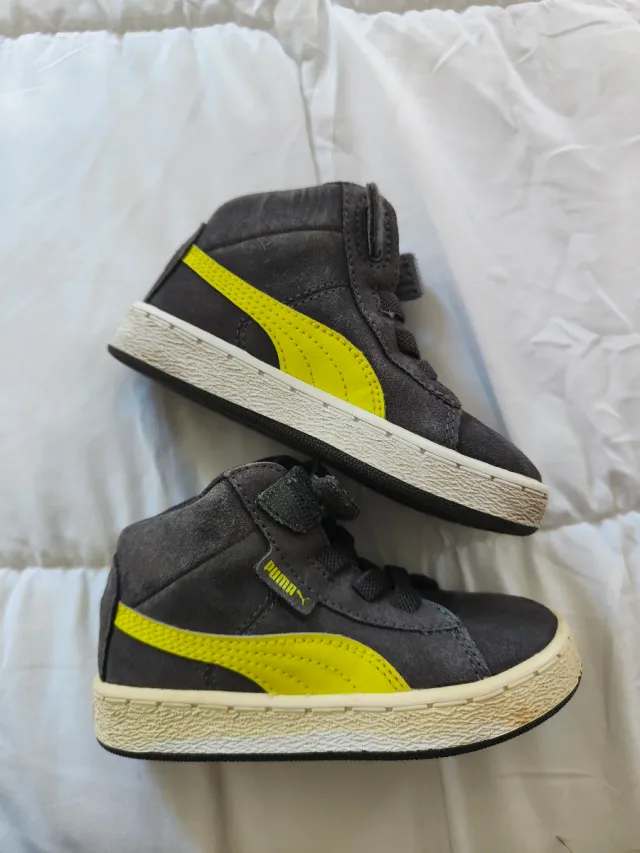 Scarpine Puma bimbo grigie e gialle