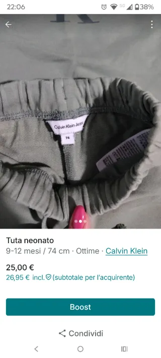 Tuta neonato Calvin Klein Jeans 6/9 mesi