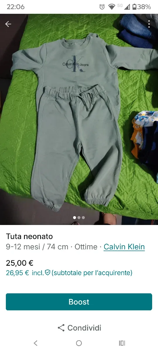 Tuta neonato Calvin Klein Jeans 6/9 mesi