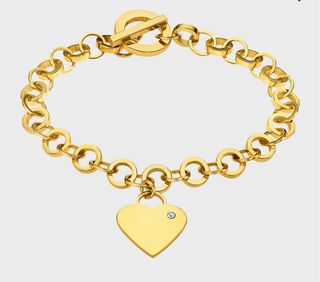 Pulsera Lotus Dorada Corazón Circonita