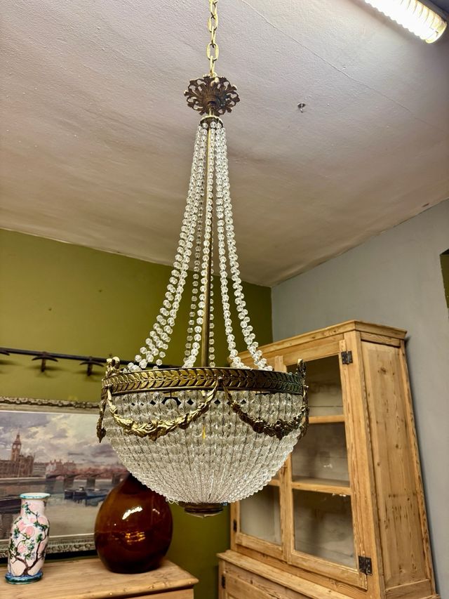 Lámpara colgante antigua de cristal