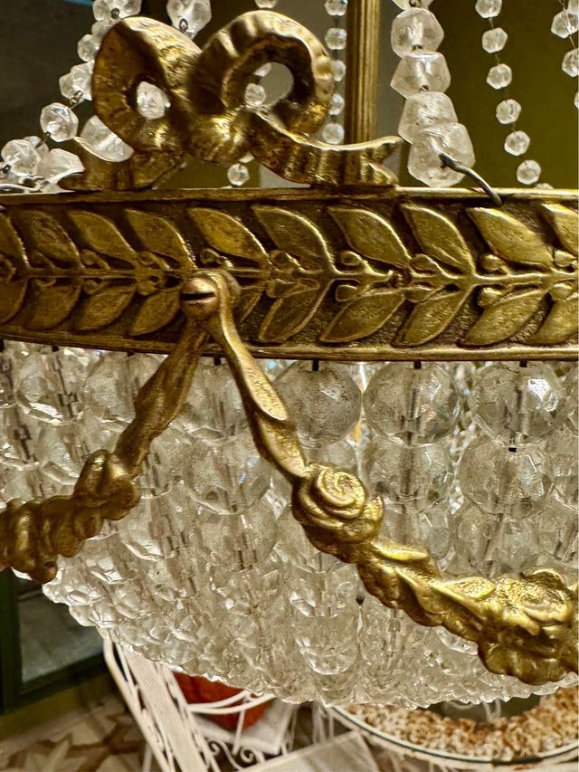 Lámpara colgante antigua de cristal