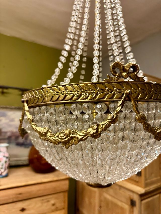 Lámpara colgante antigua de cristal