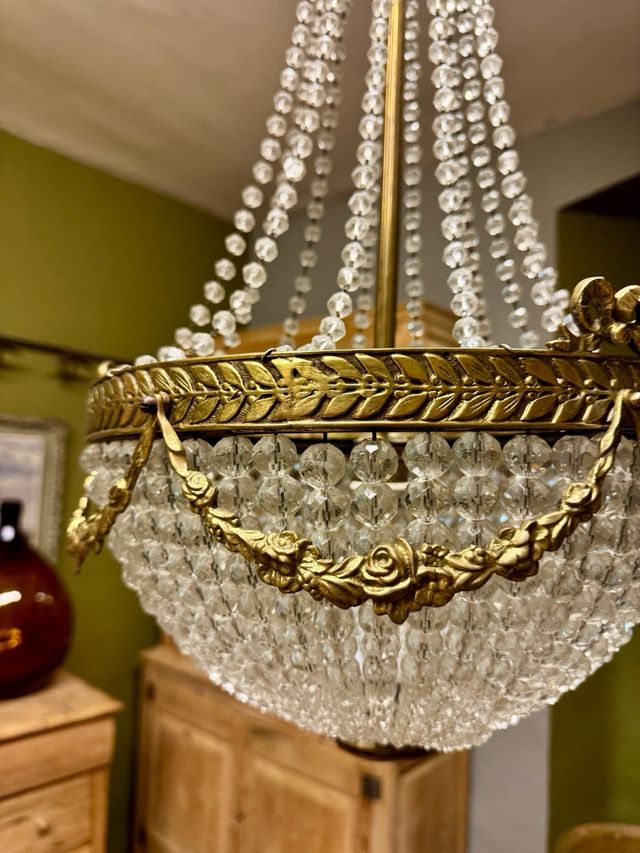 Lámpara colgante antigua de cristal