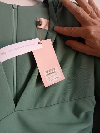 Vestido de fiesta flecos verde