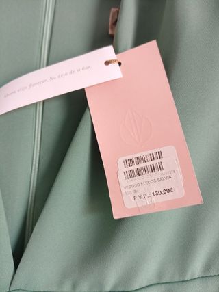 Vestido de fiesta flecos verde