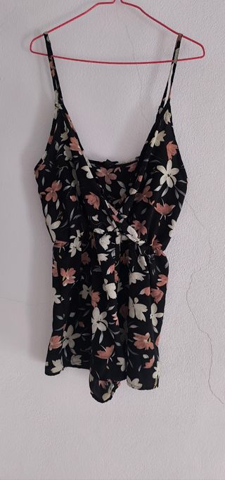 Mono verano negro floreado mujer talla S