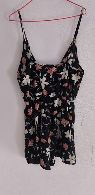 Mono verano negro floreado mujer talla S