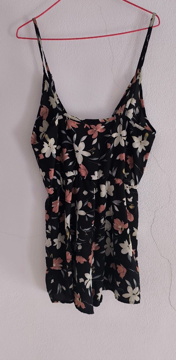Mono verano negro floreado mujer talla S