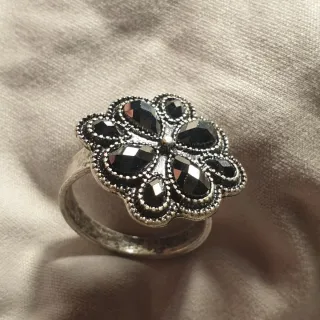 Anillo Acero y Piedras Negras - Ref. 2510112220