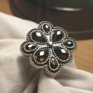 Anillo Acero y Piedras Negras - Ref. 2510112220