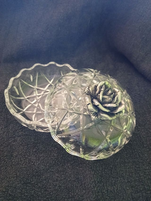 Portagioie RCR in cristallo con rosa