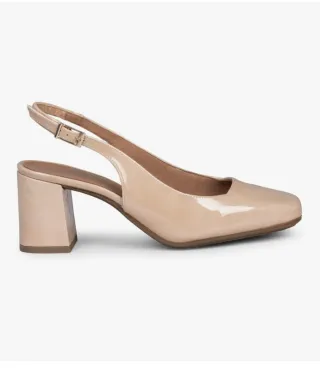 Zapato slingback tacón beige