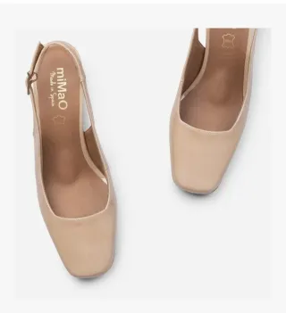 Zapato slingback tacón beige