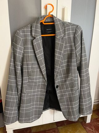 Americana cuadros gris Stradivarius