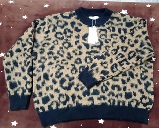 Maglione misto lana leopardato L oversize Lulah_D