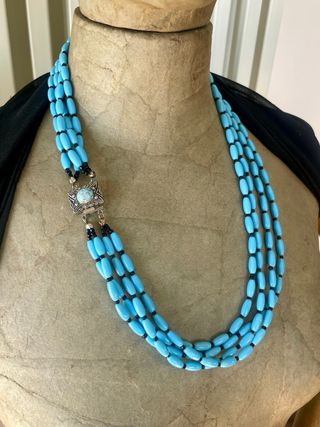Collana Vintage 4 Fili Perline Vetro