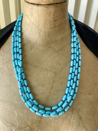 Collana Vintage 4 Fili Perline Vetro