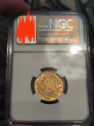 Moneda Oro Suiza 1930 NGC MS64
