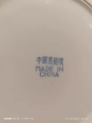 6 Platos Porcelana China Granos Arroz Azul Blanco