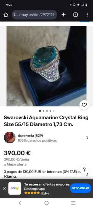 Anillo Swarovski Azul y Rosa