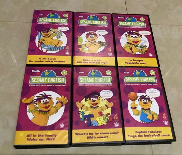 Lote 6 VHS Sesame English (Inglés/Español)