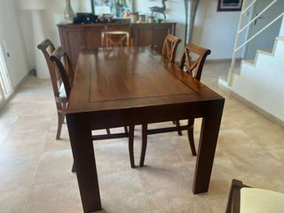 Mesa y 6 Sillas Teca Maciza Bali
