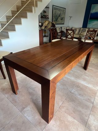 Mesa y 6 Sillas Teca Maciza Bali