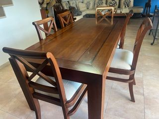 Mesa y 6 Sillas Teca Maciza Bali